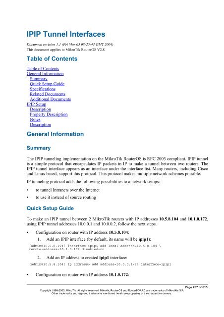 MikroTik RouterOSâ¢ v2.9