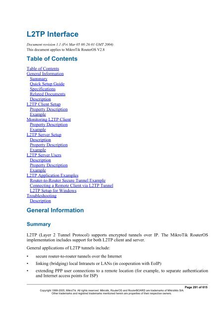 MikroTik RouterOSâ¢ v2.9