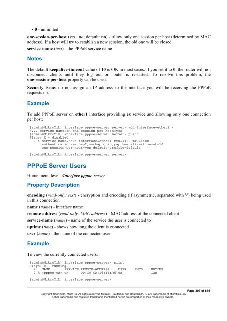 MikroTik RouterOSâ¢ v2.9