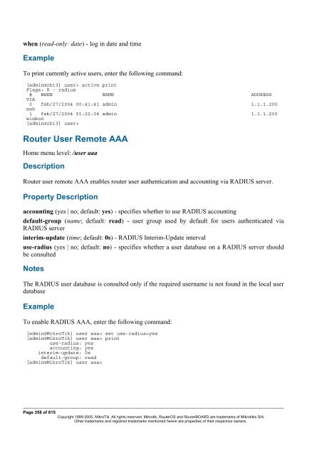 MikroTik RouterOSâ¢ v2.9