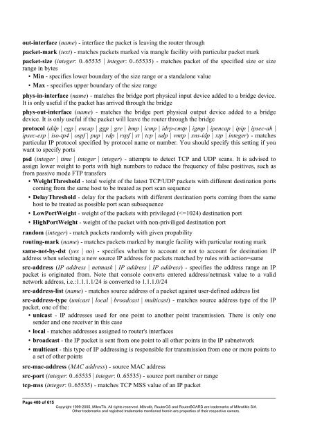 MikroTik RouterOSâ¢ v2.9