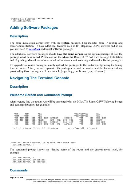 MikroTik RouterOSâ¢ v2.9