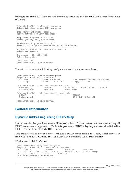 MikroTik RouterOSâ¢ v2.9