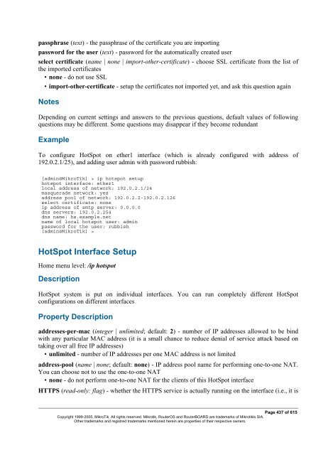 MikroTik RouterOSâ¢ v2.9