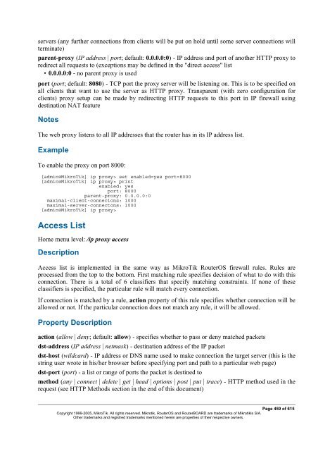 MikroTik RouterOSâ¢ v2.9