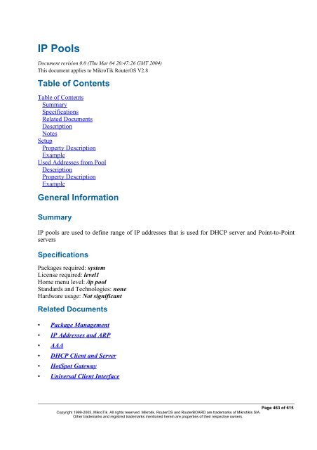 MikroTik RouterOSâ¢ v2.9