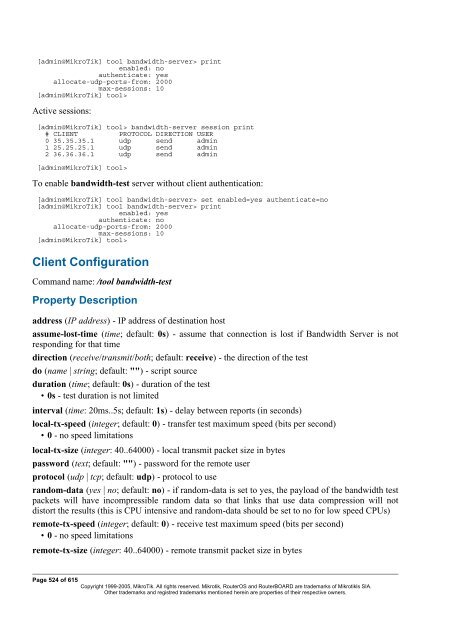 MikroTik RouterOSâ¢ v2.9