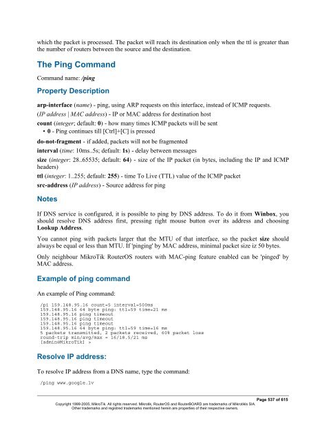 MikroTik RouterOSâ¢ v2.9