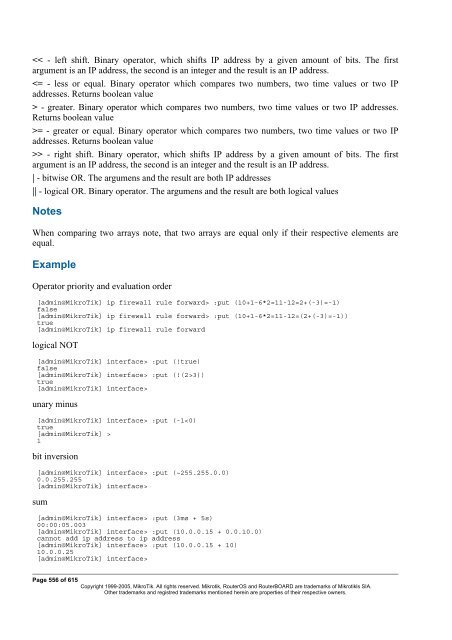 MikroTik RouterOSâ¢ v2.9