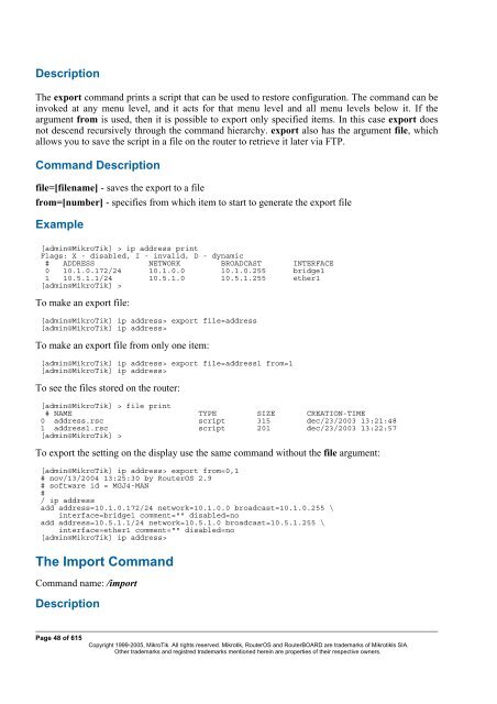 MikroTik RouterOSâ¢ v2.9