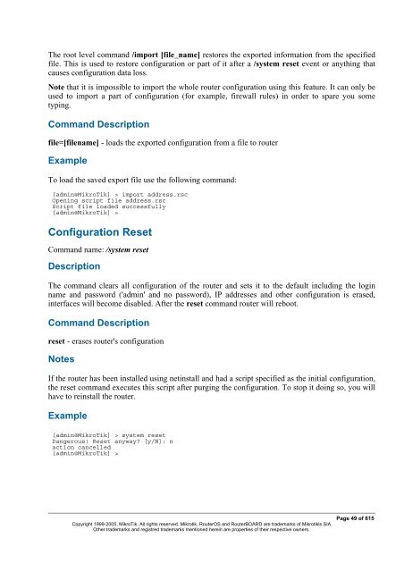 MikroTik RouterOSâ¢ v2.9