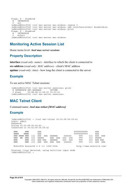 MikroTik RouterOSâ¢ v2.9