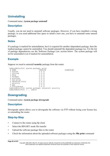 MikroTik RouterOSâ¢ v2.9