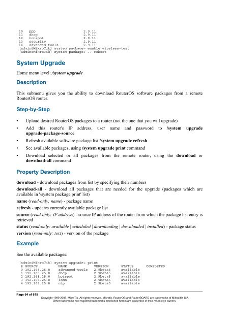 MikroTik RouterOSâ¢ v2.9