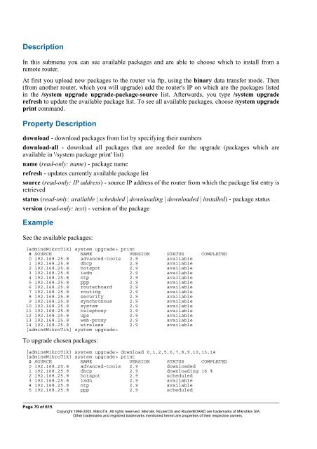 MikroTik RouterOSâ¢ v2.9