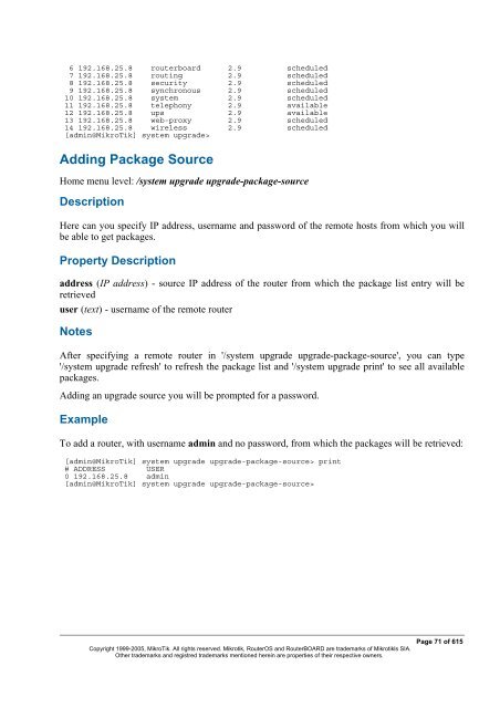 MikroTik RouterOSâ¢ v2.9