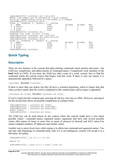 MikroTik RouterOSâ¢ v2.9