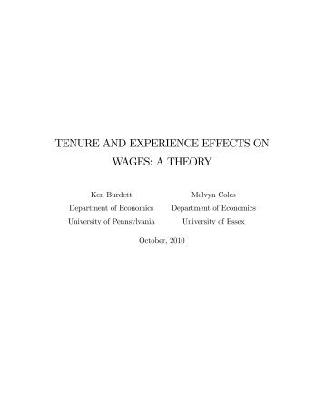 tenure and experience effects on wages: a theory - Department of ...