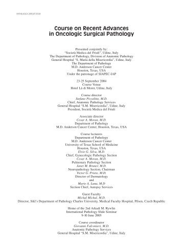 Course on Recent Advances in Oncologic Surgical Pathology - Siapec