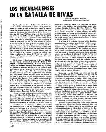 Los nicaragÃ¼enses en la batalla de Rivas - La Guerra Nacional 1854