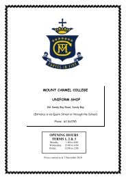 mount carmel college uniform shop opening hours terms 1, 2 & 3