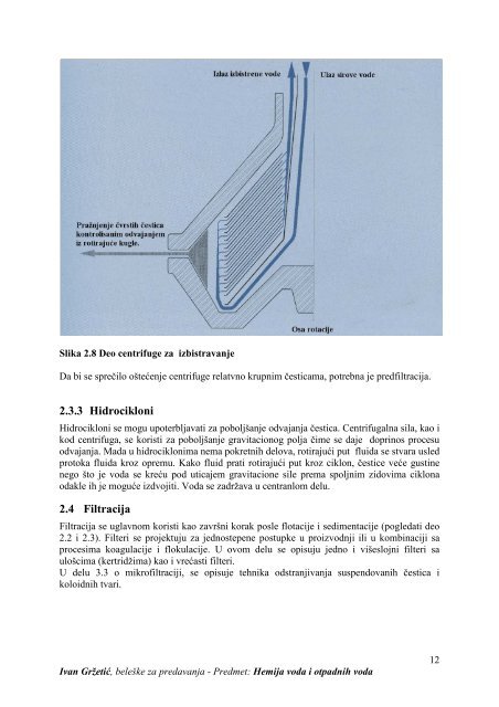 procesi prerade i dorade vode - Hemijski fakultet - Univerzitet u ...