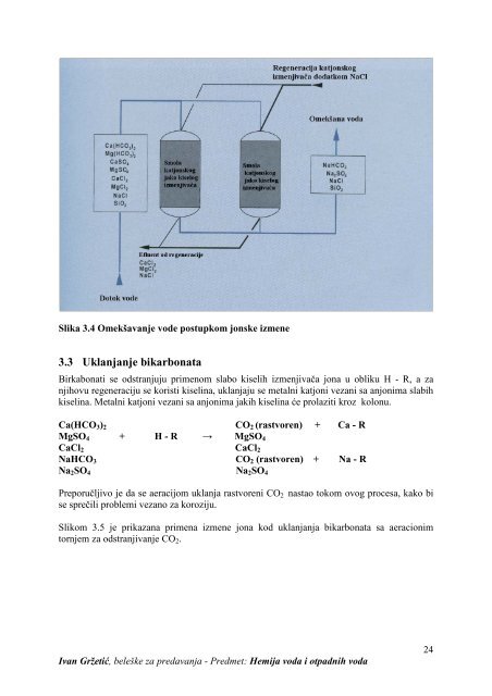 procesi prerade i dorade vode - Hemijski fakultet - Univerzitet u ...