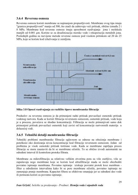 procesi prerade i dorade vode - Hemijski fakultet - Univerzitet u ...