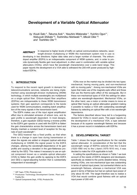 Development of a Variable Optical Attenuator