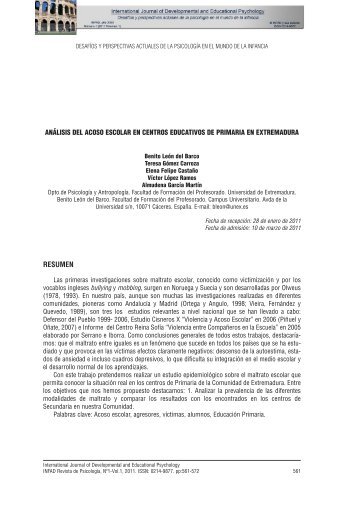 anÃ¡lisis del acoso escolar en centros educativos de primaria ... - infad