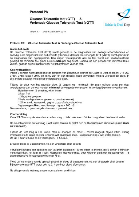 Protocol P8 Glucose Tolerantie Test Diagnostisch Centrum Ssdz