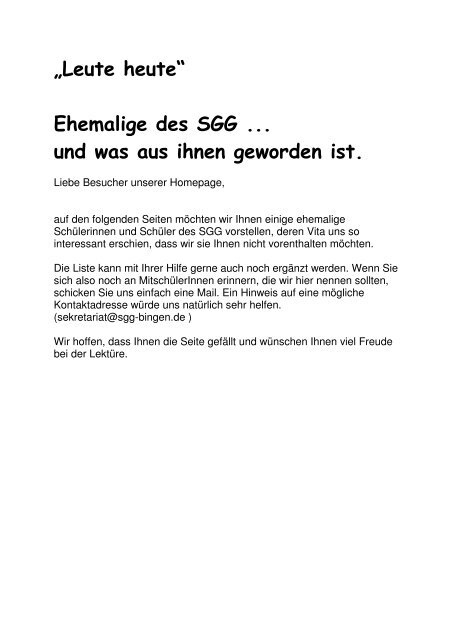 Leute Heuteâ€œ Ehemalige Des SGG Und Was Aus - Stefan-George ...