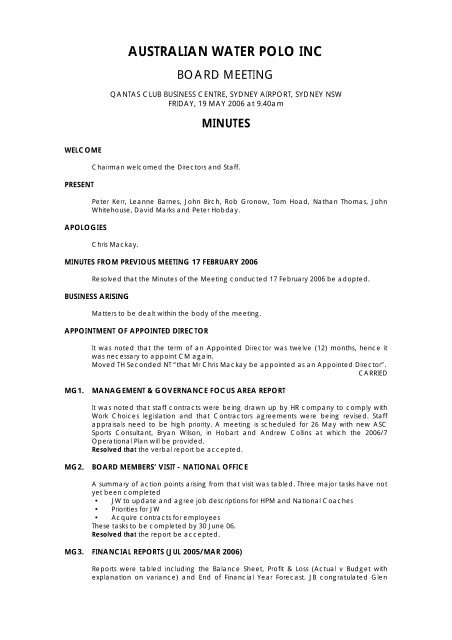 minutes - Australian Water Polo Inc