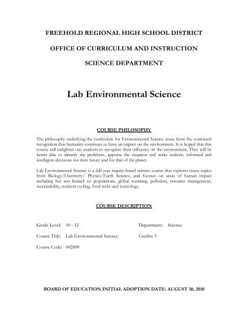 Lab Environmental Science - Freehold Regional High School District