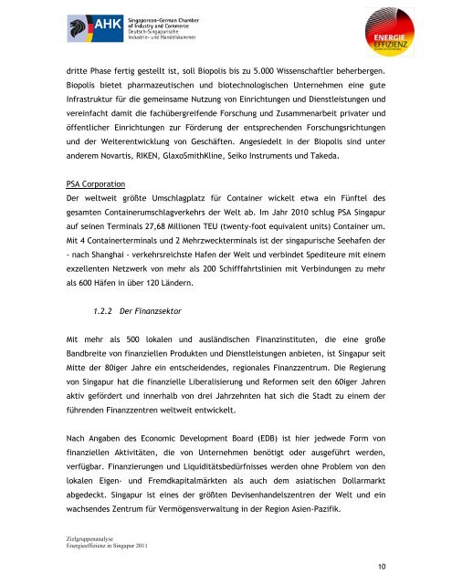 ZIELGRUPPENANALYSE Singapur Energieeffizienz in Singapur 2011