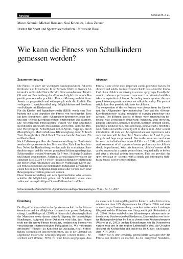 Wie kann die Fitness von Schulkindern gemessen werden? - SGSM