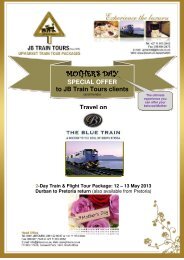 MOTHER'S DAY MOTHER'S DAY - JB Train Tours