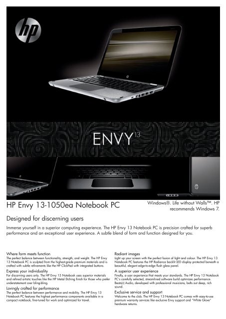 Psg Consumer 3c09 Hp Notebook Envy Datasheet Forestals