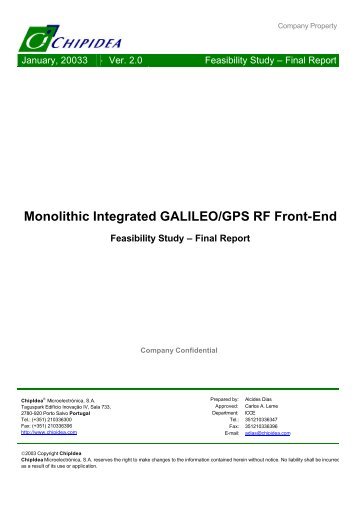 Monolithic Integrated GALILEO/GPS RF Front-End - Microelectronics
