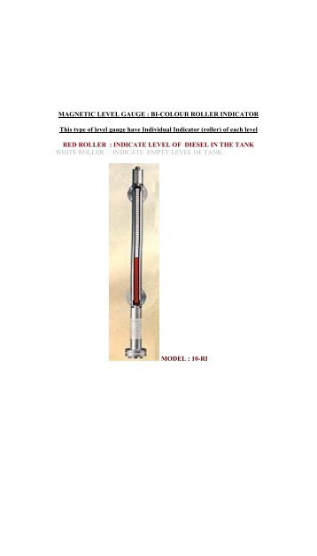 MAGNETIC LEVEL GAUGE : BI-COLOUR ROLLER INDICATOR ...