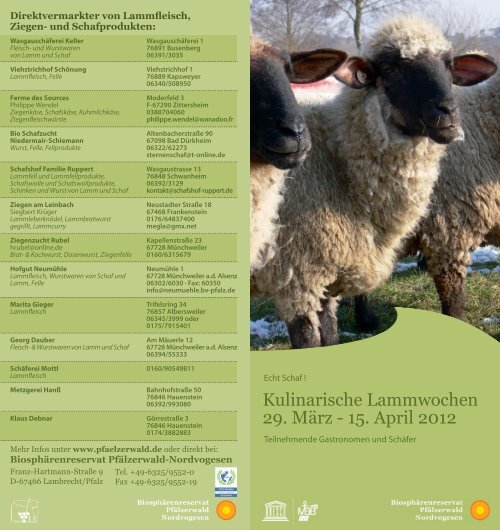 Kulinarische Lammwochen 29. März - 15. April 2012