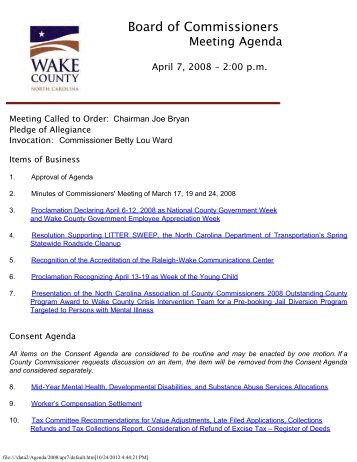 Apr 07, 2008 - Wake County Government