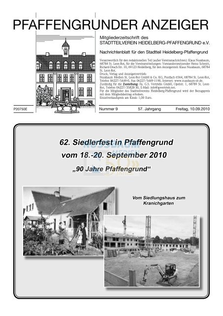 62. Siedlerfest in Pfaffengrund  vom 18.-20. September 2010