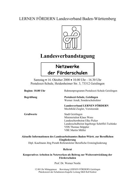 Programm - LERNEN FÃRDERN Landesverband Baden-WÃ¼rttemberg