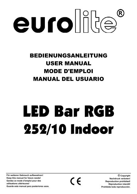 EUROLITE LED Bar RGB 252/10 User Manual