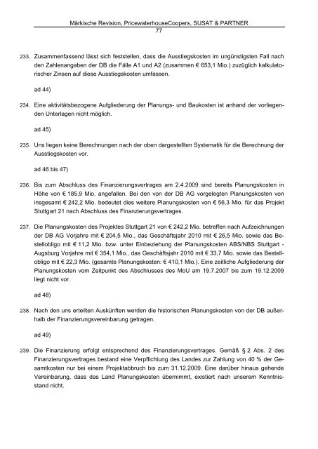 PwC Bericht - Schlichtung Stuttgart 21