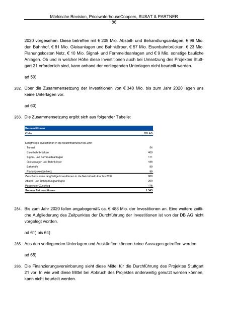 PwC Bericht - Schlichtung Stuttgart 21