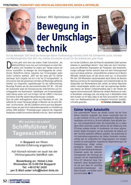 SUT_012008_Ausgabe_S.. - 1 | 2008 - Schiffahrt und Technik