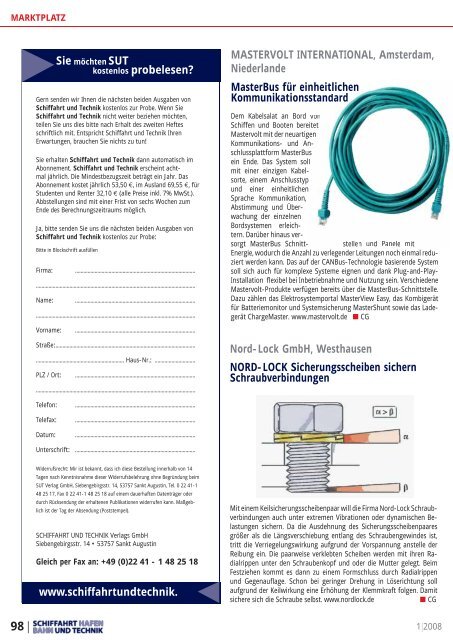 SUT_012008_Ausgabe_S.. - 1 | 2008 - Schiffahrt und Technik