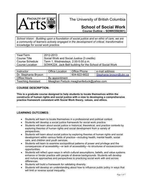 Course Outline Format - School of Social Work - University of British ...